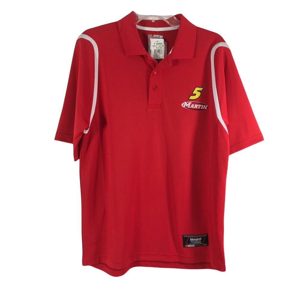 Mark Martin NASCAR Polo Shirt Mens Medium Red‎ Hendrick Motor Sports Racing